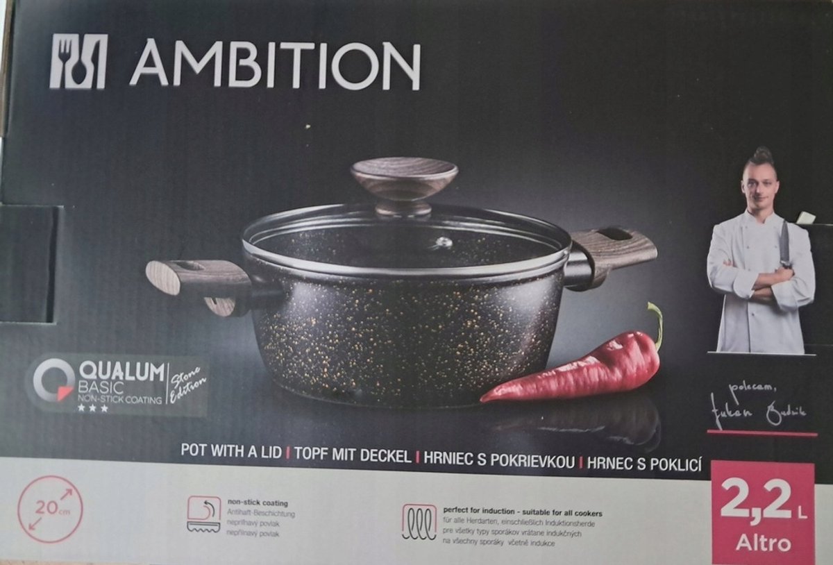 Ambition Altro Pan 2.2L met Deksel - Geschikt voor Alle Kookplaten