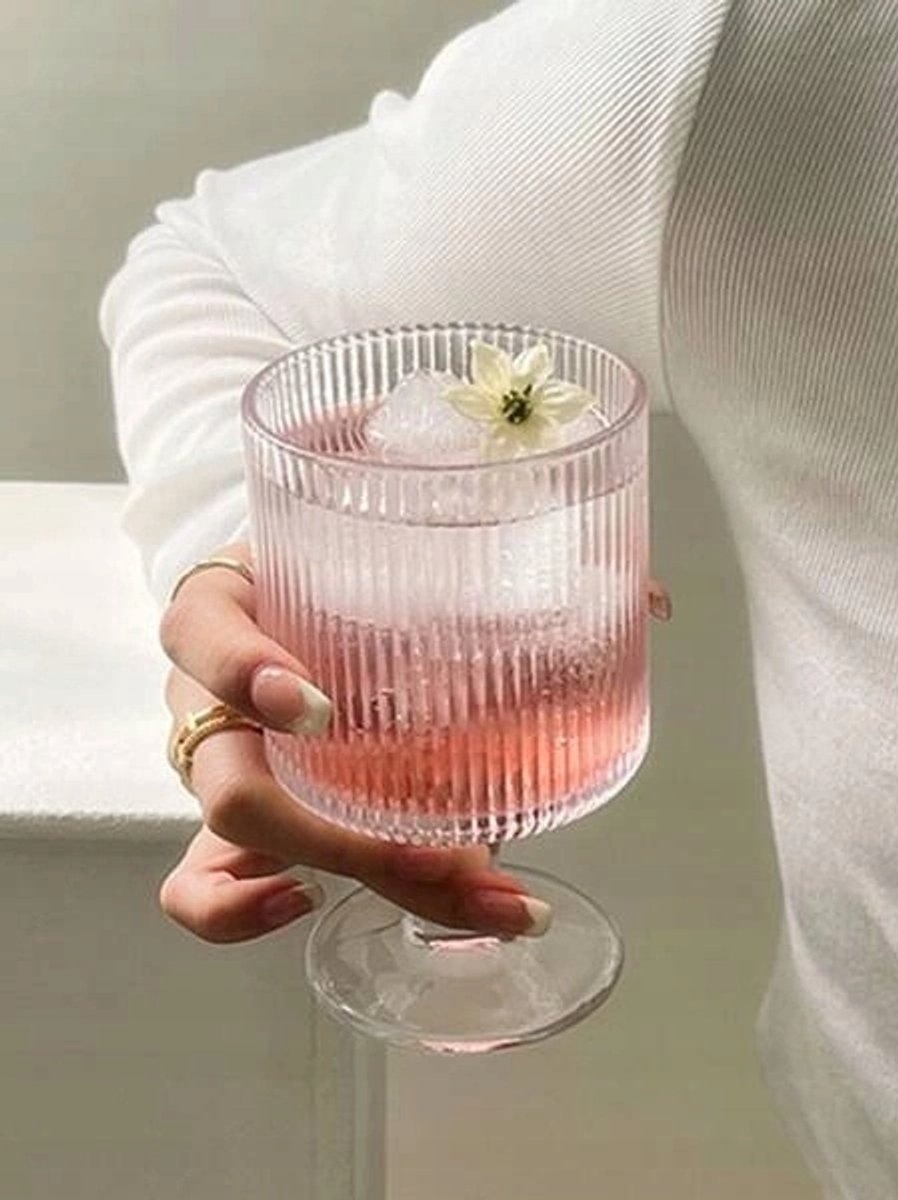 Ecarla Geribbelde Glazen Glaasje op Voet - 225 ml - 1 Stuk