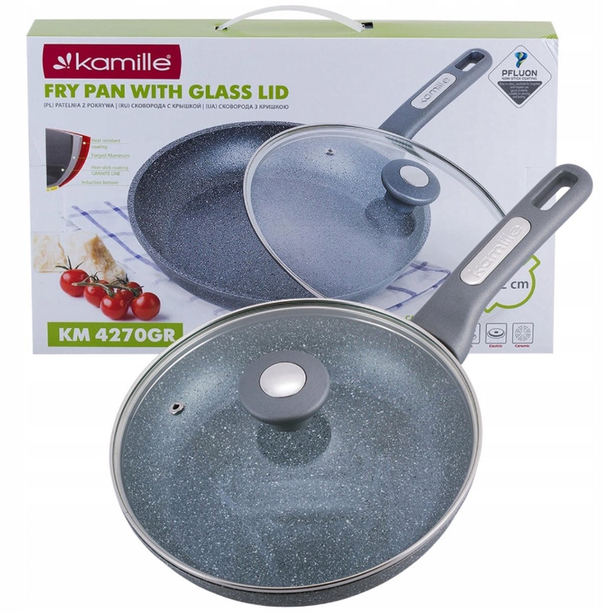 Graniten Koekenpan 26cm met Deksel - Geschikt voor Inductie