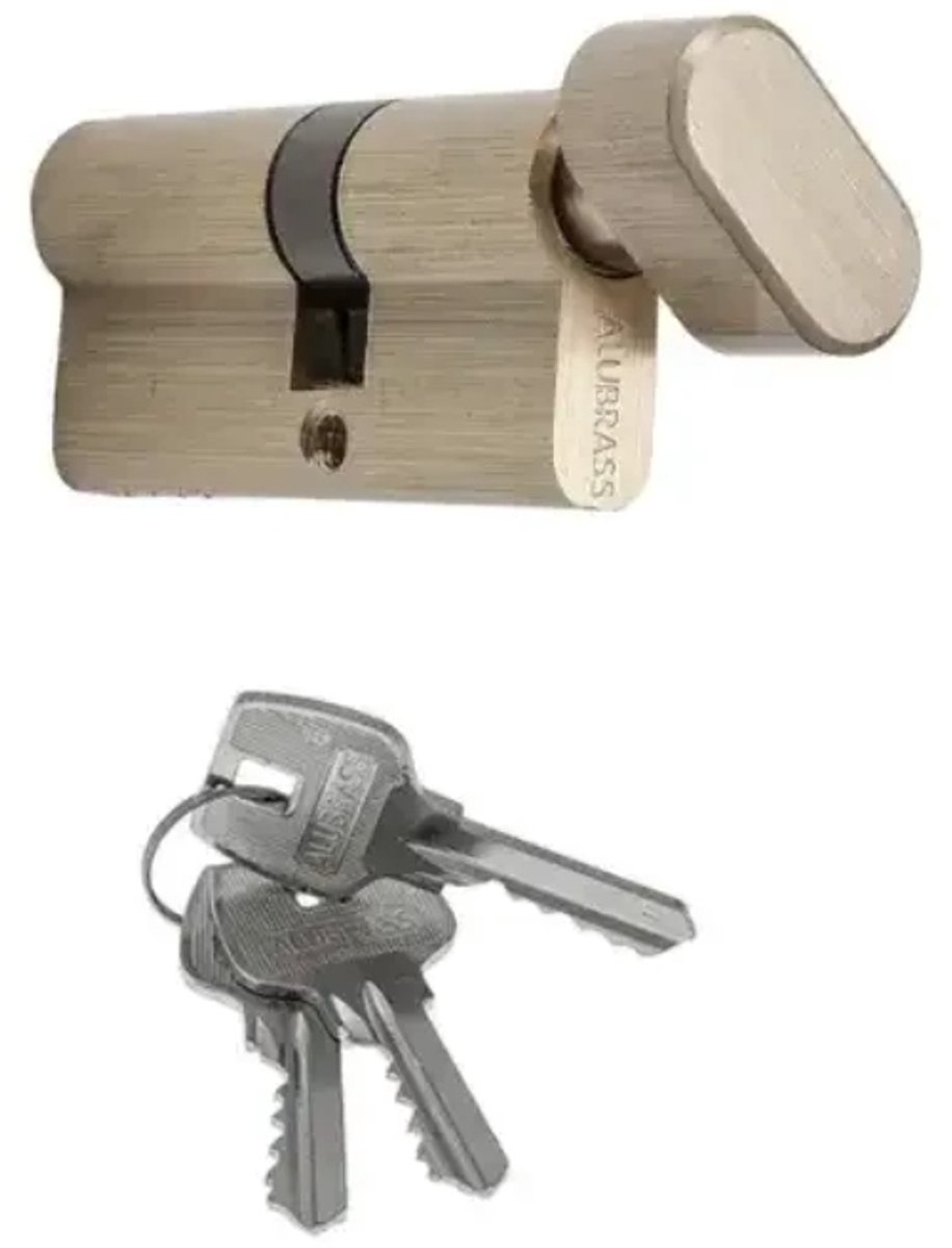 Cilindrisch slot met knop, messing 35/35 - 70mm