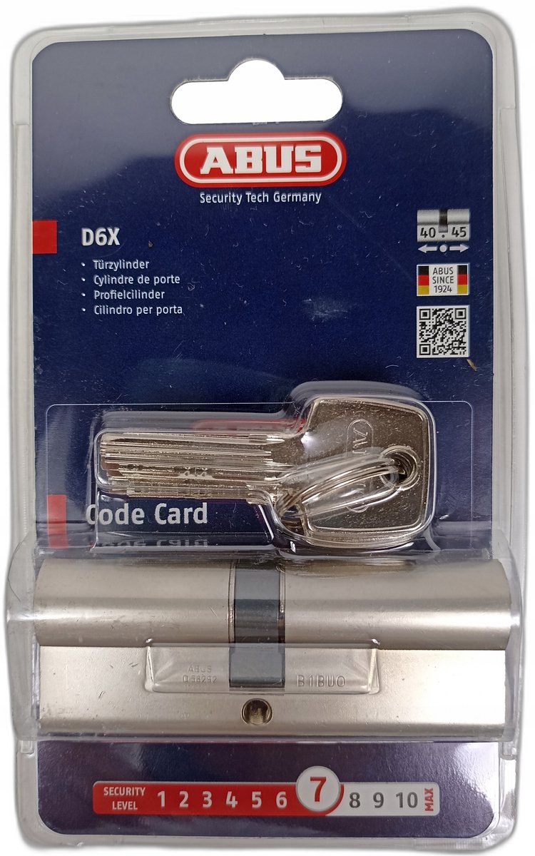 Abus D6X Cilinder 40/45mm met 5 Sleutels - Beveiligingstechnologie