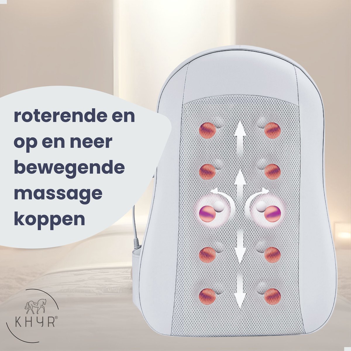 KHYR® Shiatsu Massagekussen met Warmtefunctie Draadloos - afbeelding 3