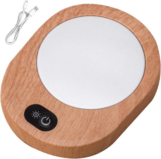 Verwarmings kussen - mok verwarmer - USB-mokverwarmer voor op het bureau - houten mok 55-65℃ - constante temperatuur - koffie - draagbaar verwarmingskussen van Merkloos — afbeelding 5