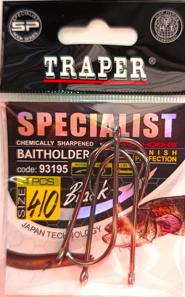 Traper Specialist Baitholder Haken 4/0 - 4 stuks voor Snoek, Meerval, Kabeljauw