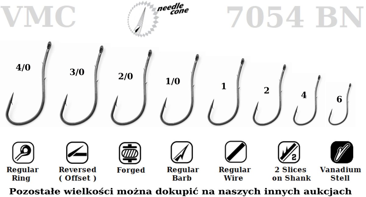 VMC 7054 BN Haken - 10 stuks, Maat 2, Vanadium Wormhaak