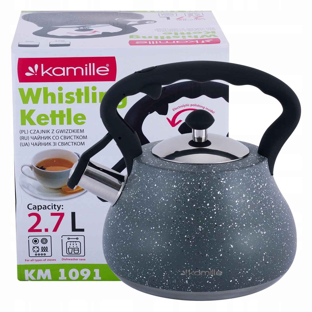 Kamille RVS Fluitketel 2.7L - Geschikt voor Inductie