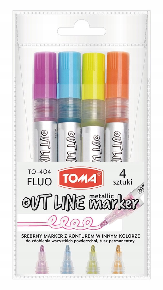 Toma Outline Metallic FLUO Markersset - 4 kleuren