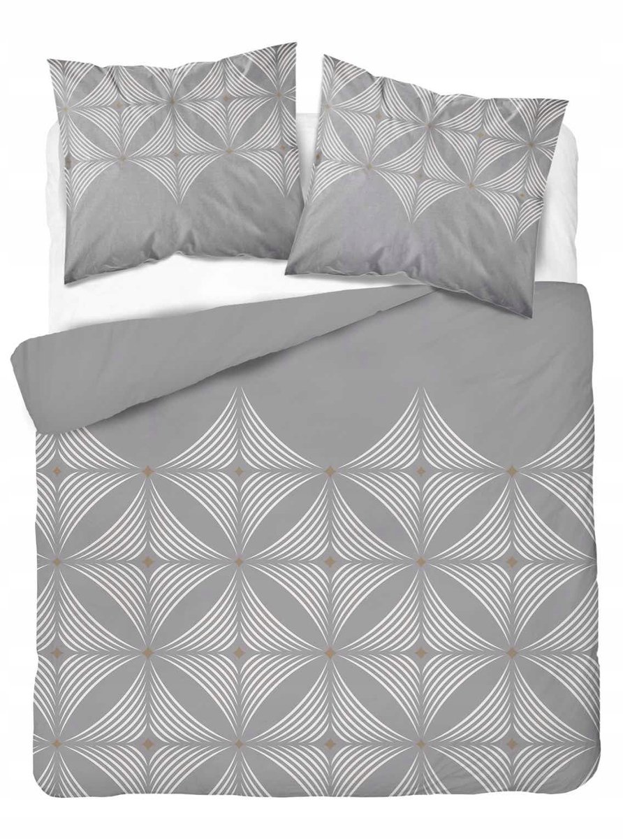 Home Satin Katoenen Dekbedovertrek 220x200cm Grijs Geometrisch