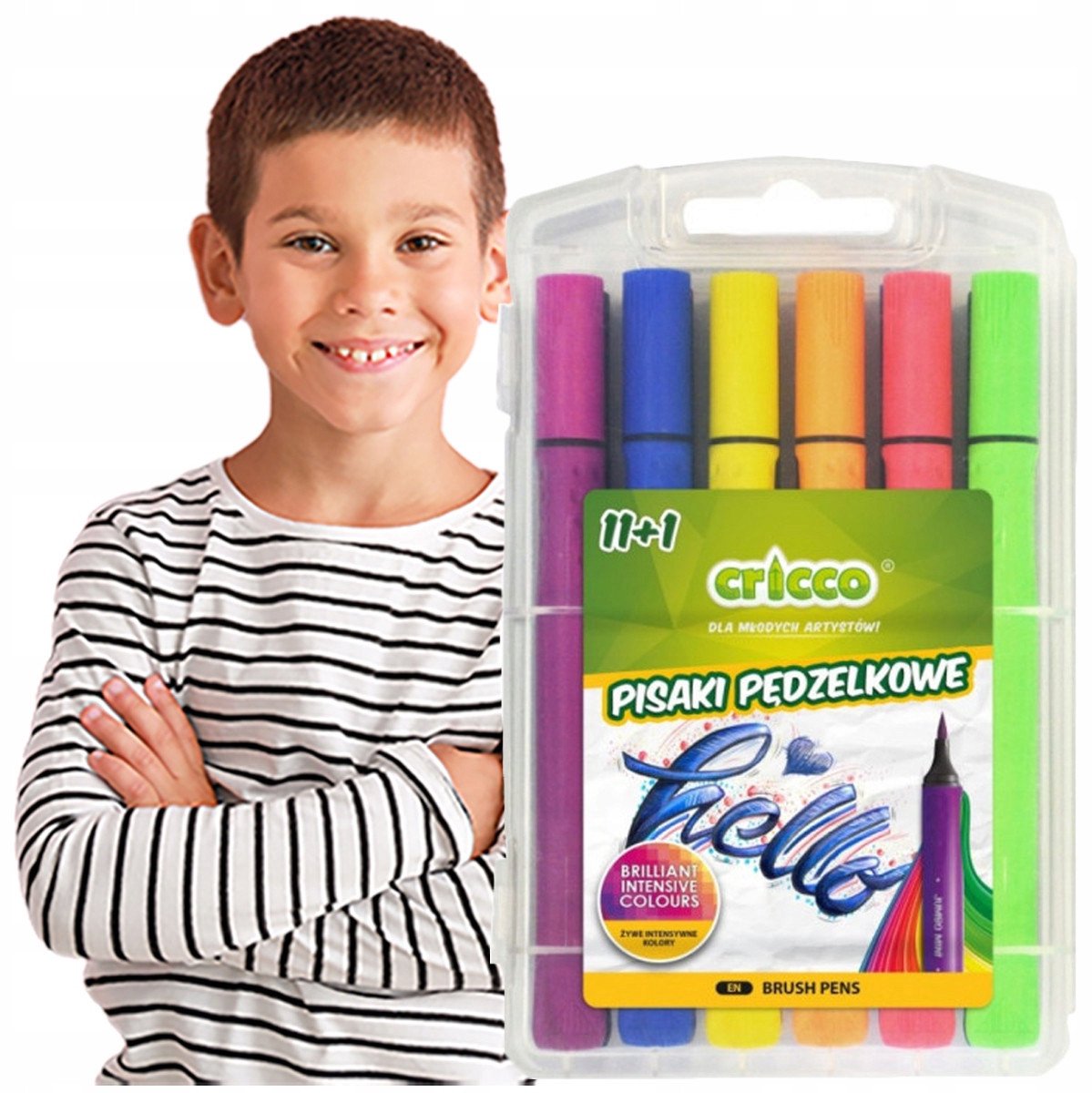 Cricco Pędzelmarkers Set - 12 Levendige Kleuren, Kindvriendelijk