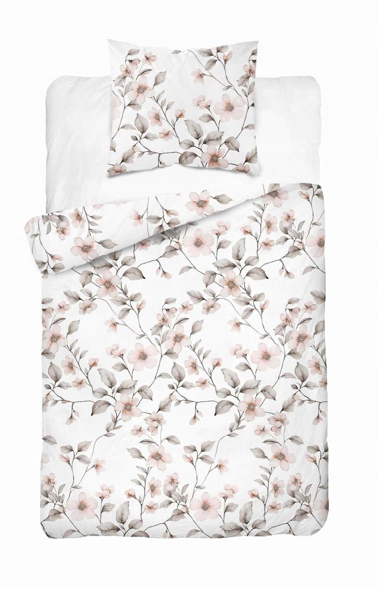 Home Satin Katoen Satijn Beddengoed 140x200cm Bloem Beige