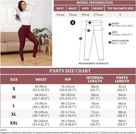 Fleece Gevoerde Leggings Vrouwen Thermische Bont Gevoerde Leggings Winter Hoge Taille Warme Sherpa Leggings Dames Workout Yoga Broek, maat M , rood