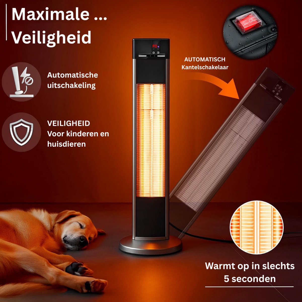 DailySupplies® Elektrische Kachel - Heater - Terrasverwarmers – foto 2