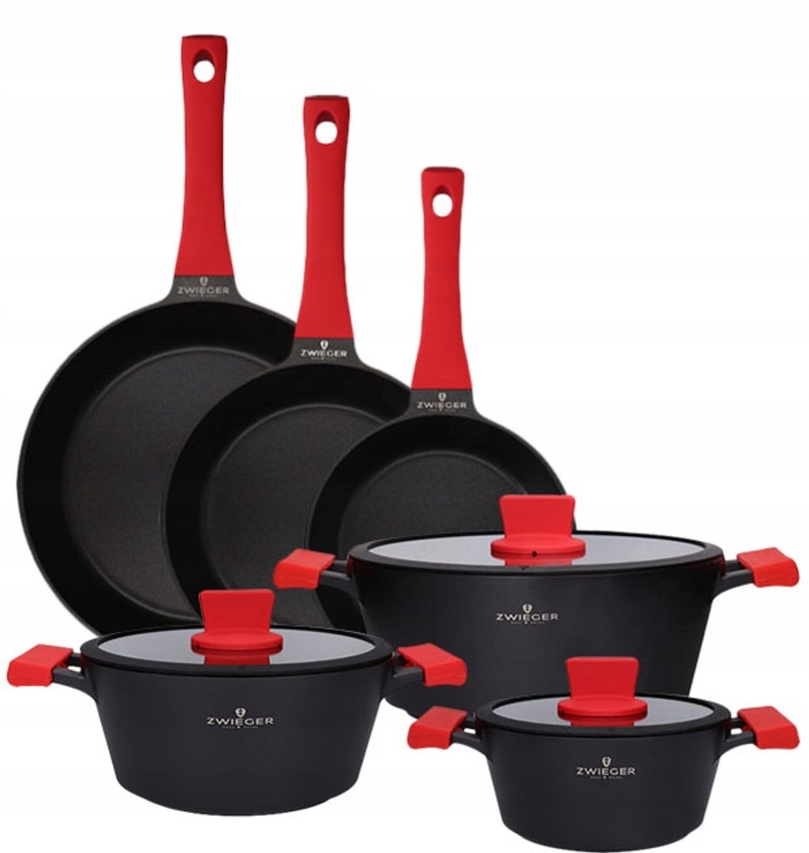 Zwieger Obsidian Pannenset 6-delig met Koekenpan, Inductie