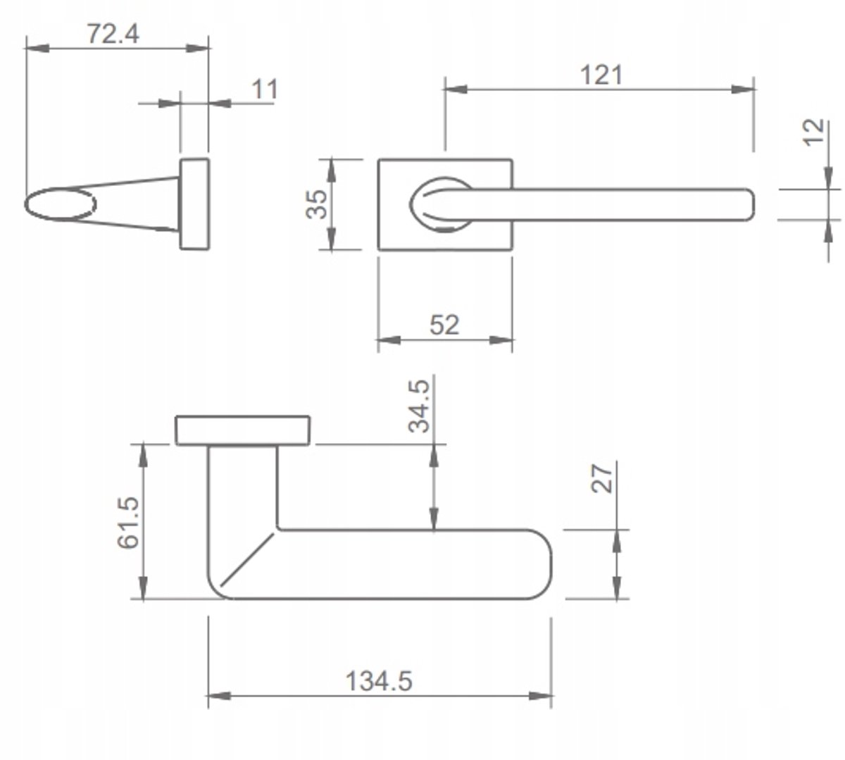 Tupai 3098 RE-03 Rechthoekige Deurklink - Chroom