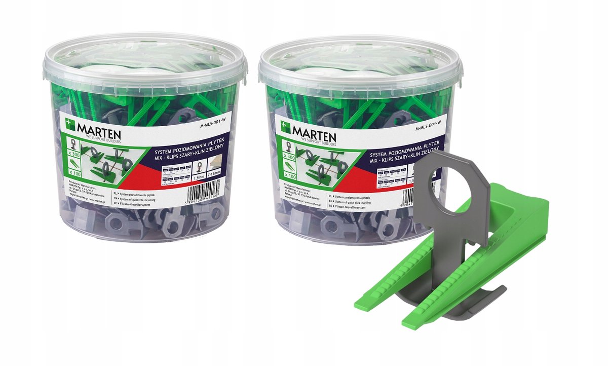 Marten Tegel Levelling Systeem: 600 Clips, 200 Wigs, 1.5mm Voeg