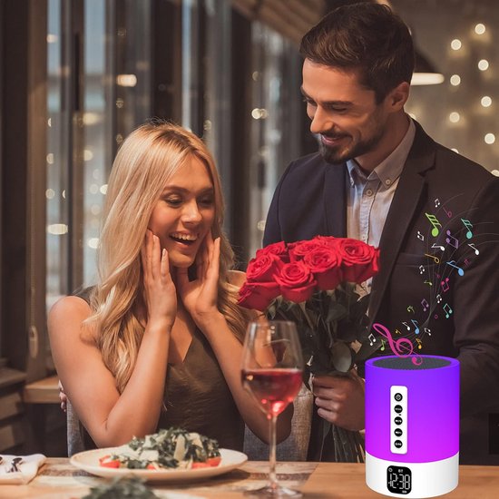 Bluetooth-luidspreker wekker nachtlampje, touch-bedlampje met witte ruis, Bluetooth-luidspreker nachtlampje voor kinderen, lichtgevende wekker cadeau voor tienermeisjes, kinderen, vrouwen, verjaardagen, Kerstmis van Tenllo — afbeelding 2