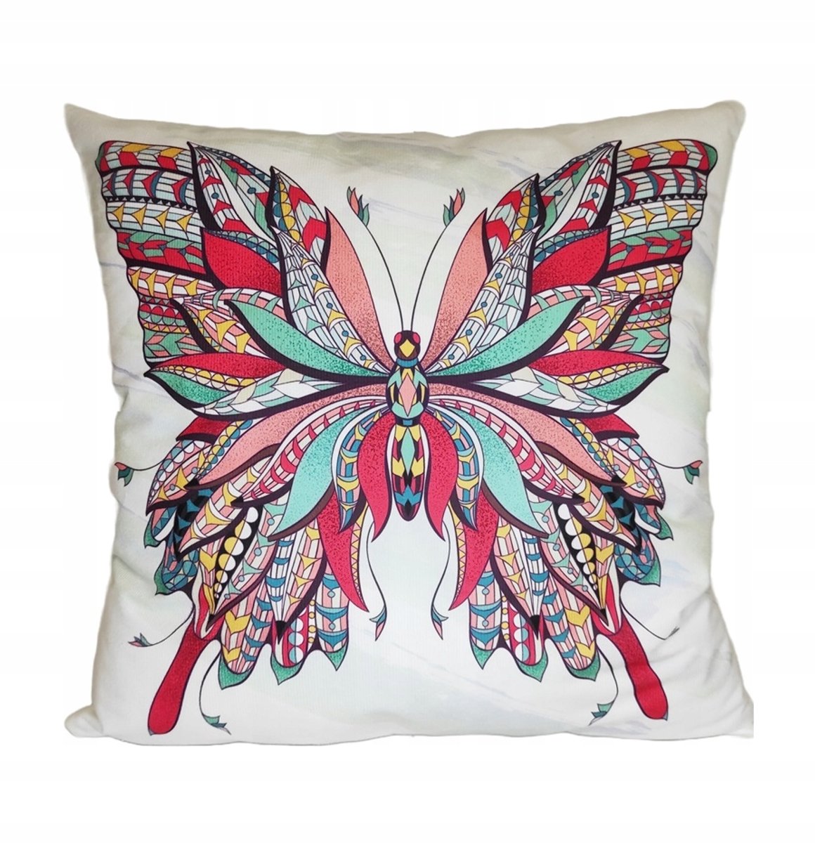 Decoratieve Kussen 45x45 cm - Velours met Etnische Vlinderprint