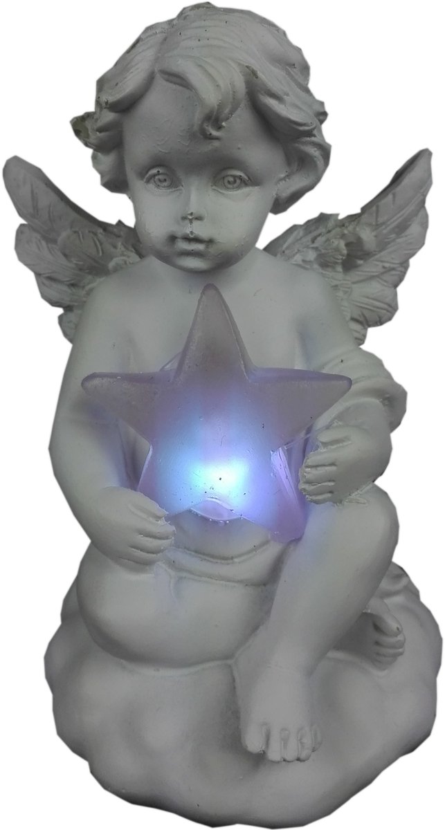 LED Engel met Ster, Kleurwisselend, 11 cm