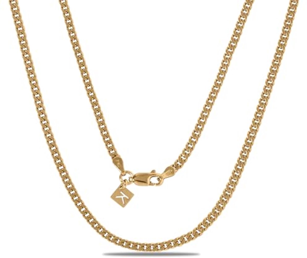 Cubaanse Schakelketting van 18k 3 mm voor Dames en Heren - Aanslagvrije en Vergulde Ketting in Goud, Zilver en Roségoud - 16" (40 cm)