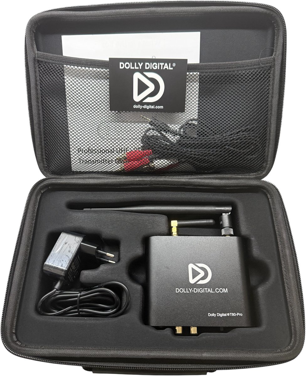 T80Pro Bluetooth | Professionele HiFi Zender Dolly Digital® draadloze koptelefoons voor groepen | Silent Disco | Dolly Digital® | 3 Kanalen