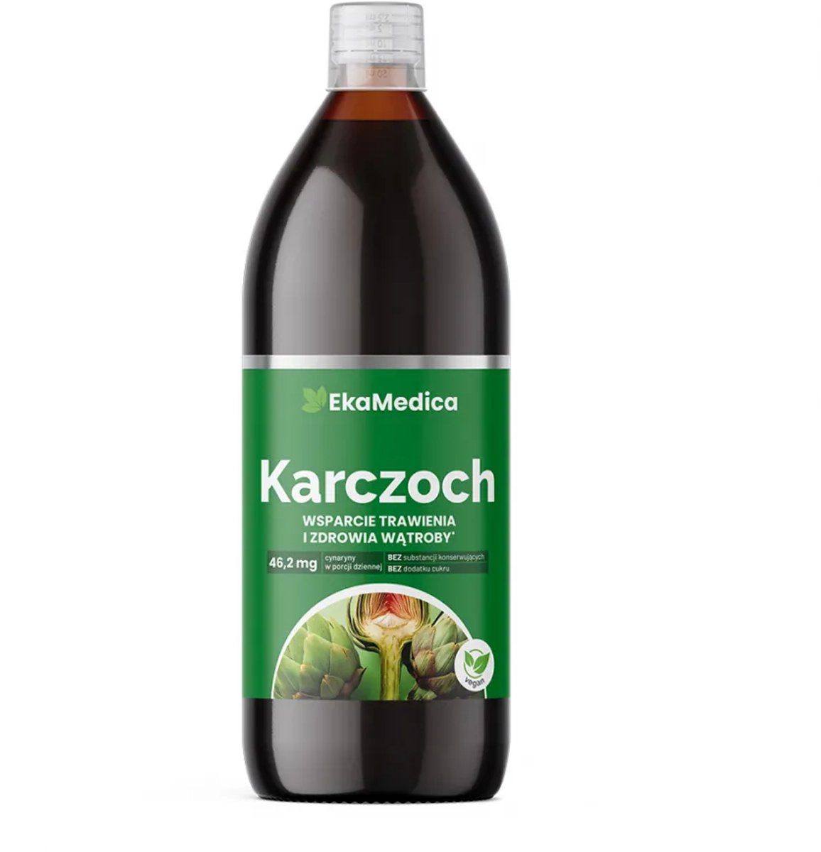 Artisjok, artichoke juice - dietary supplement 500 ml. Ondersteuning van de spijsvertering en leverfunctie. Made in the EU. Eco-glass bottle. (Sok z karczocha)