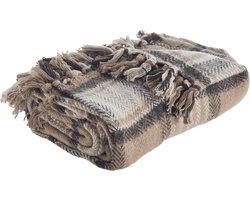 Meisterhome ® Luxe Fleece deken - fleece plaid – Geruit Beige/Zwart - Outdoor - 130 x 160 cm - Retro - Vintage - luxe woonplaid - warm - soft design - zachte deken - Bank Plaid voor Woonkamer & Slaapkamer