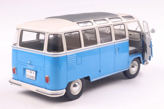 Solide Volkswagen T1 Samba Bleu Blanc 1962 1/18 S1813401