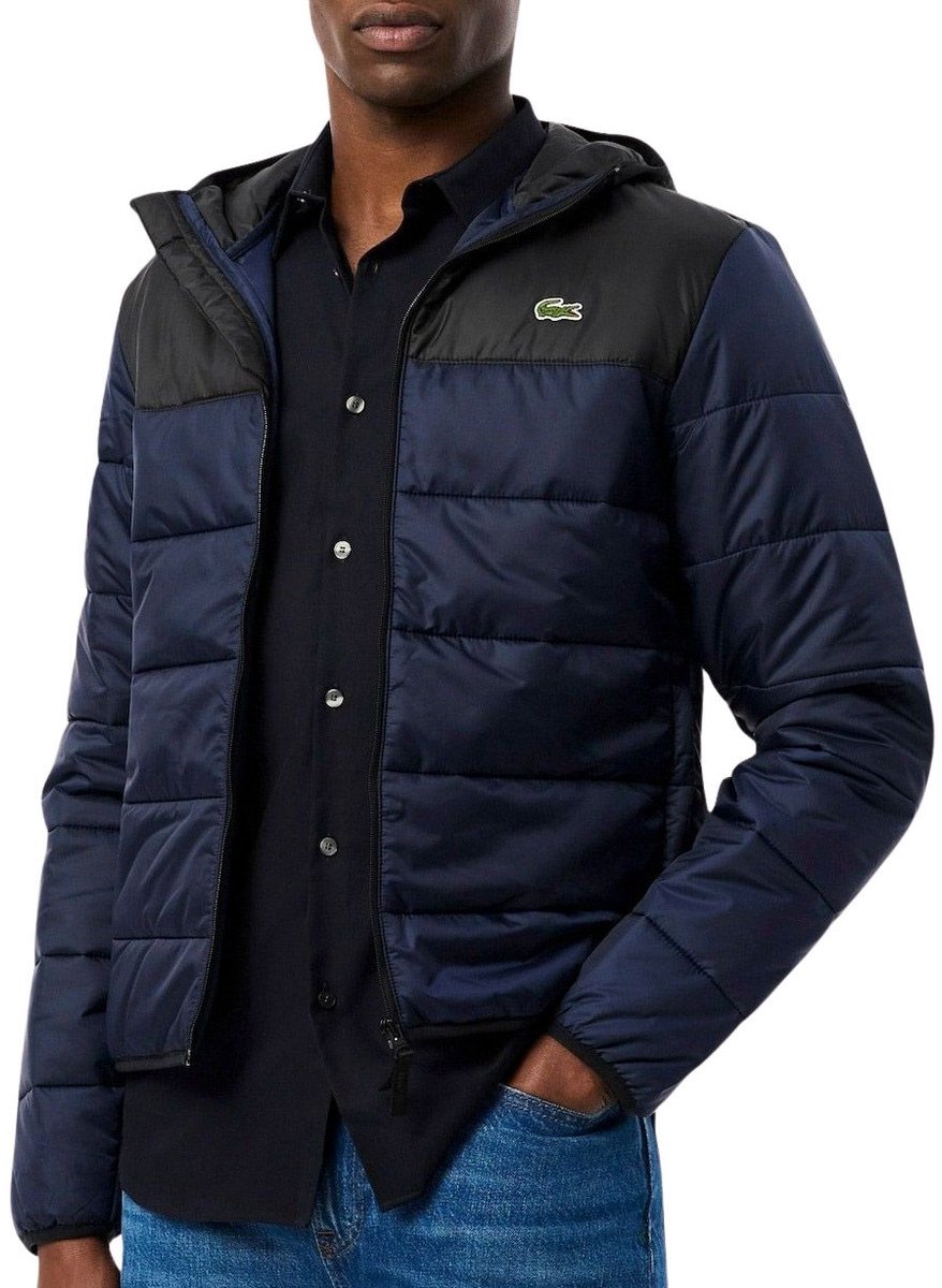 Lacoste Waterrepellent Hooded Puffer Jas Heren 48 Zwart
