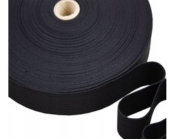Zwarte elastische bandkleding 25 mm - 25 meter