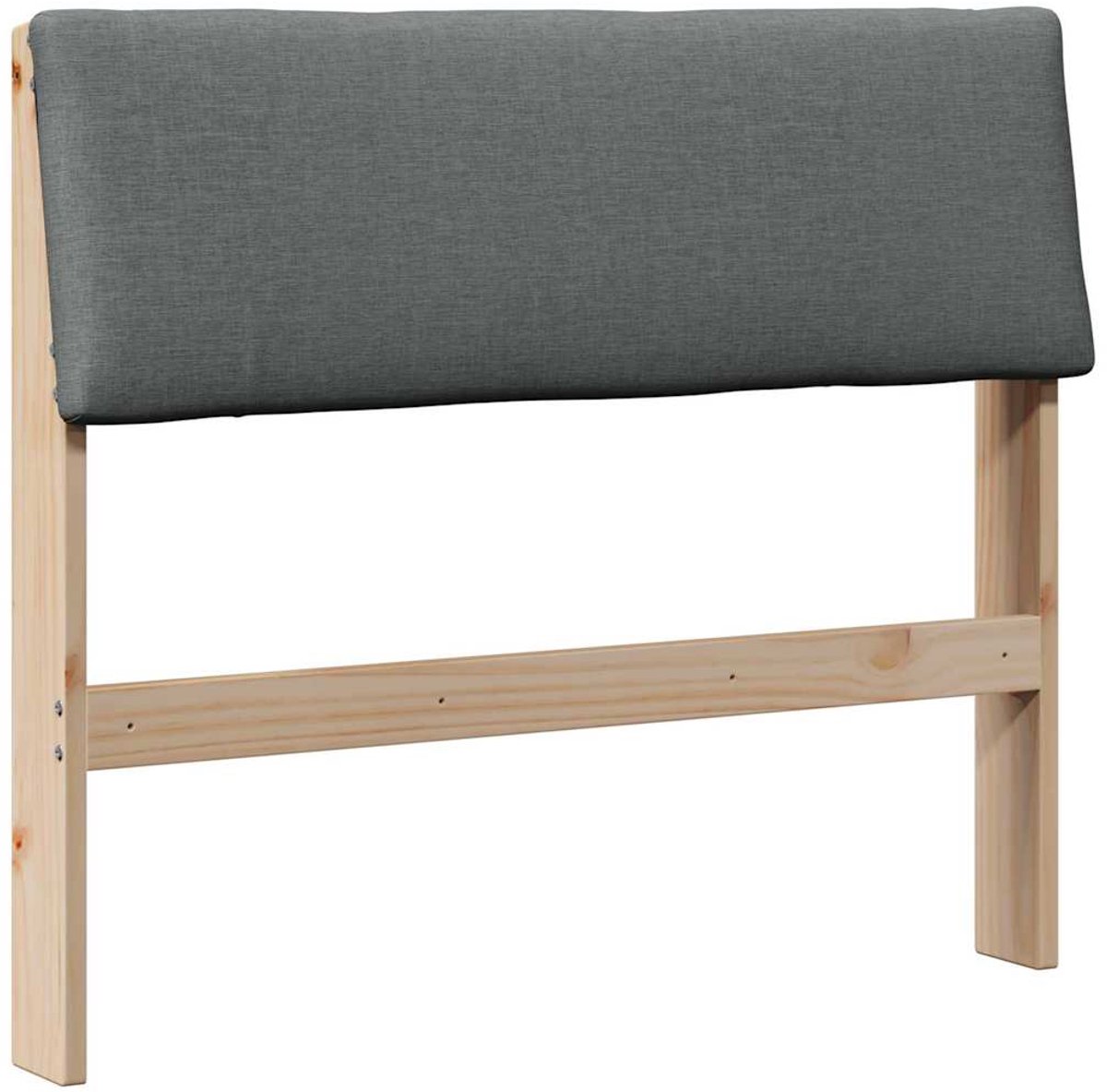vidaXL Gestoffeerd - hoofdbord - Donkergrijs - 90 - cm - Massief - grenenhout