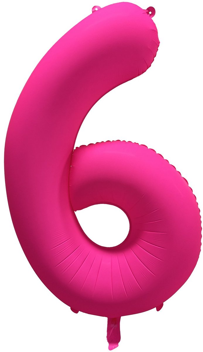 Folieballon 6 jaar - Neon Roze - 86 cm