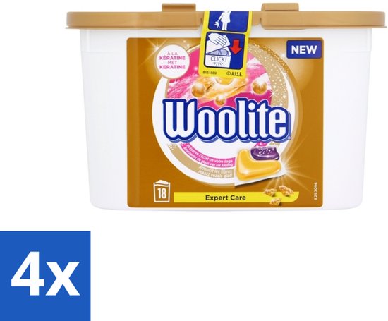 4 x Woolite Expert Care - Wasmiddelcapsules - Met Keratine - Delicate Was - 18 Wasbeurten - Wasmiddel Capsules - Wasmiddel Voor Delicate Stoffen - Wasmiddel Wol - Wasmiddel Zijde - Wasmiddel Lingerie