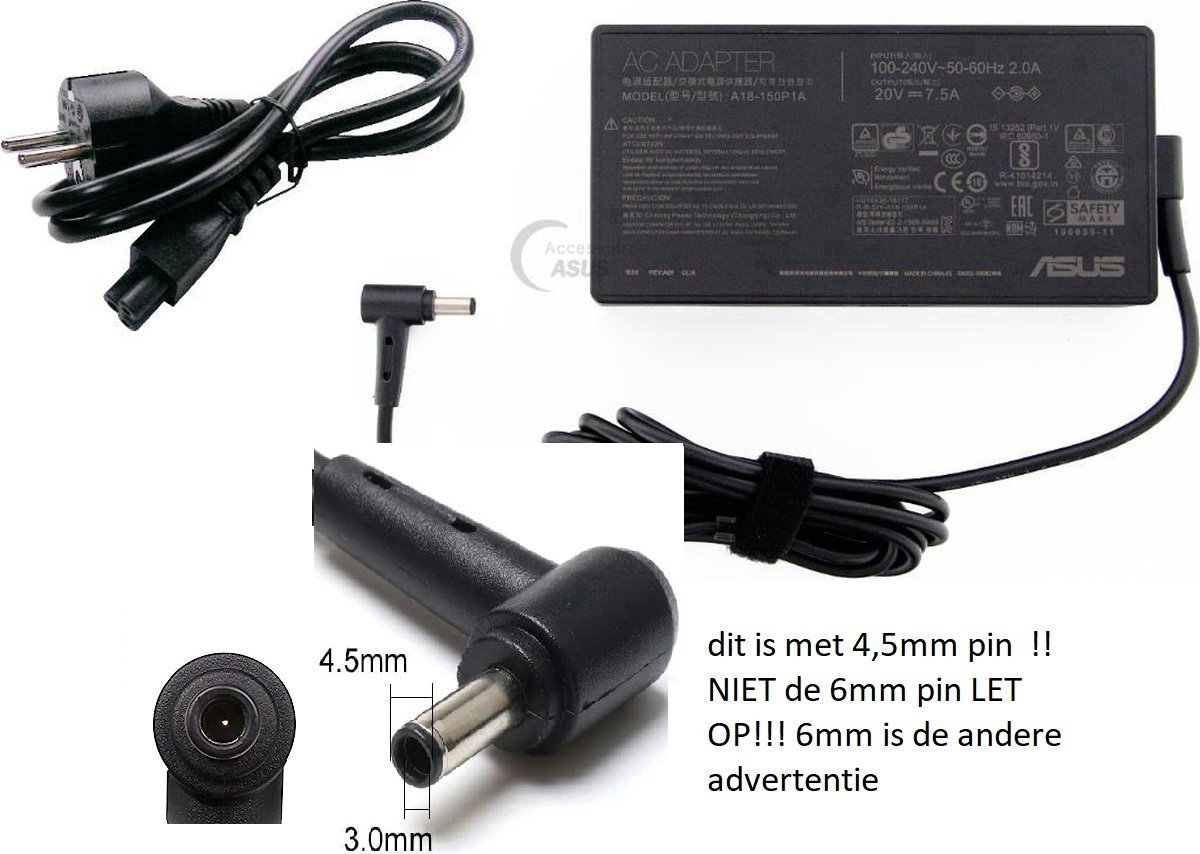 ASUS 0A001-00081700 netvoeding & inverter Binnen 150 W Zwart