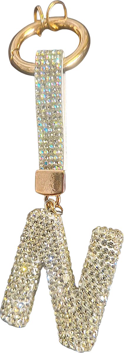 Sleutelhanger Letter N STRASS | SLeutelhanger met jouw Letter | Gepersonaliseerd Cadeau | Moederdag cadeau | Verjaardagscadeau | Persoonlijk cadeau | Persoonlijk Geschenk | Tashanger | Sleutelhanger | Bedankt cadeautje