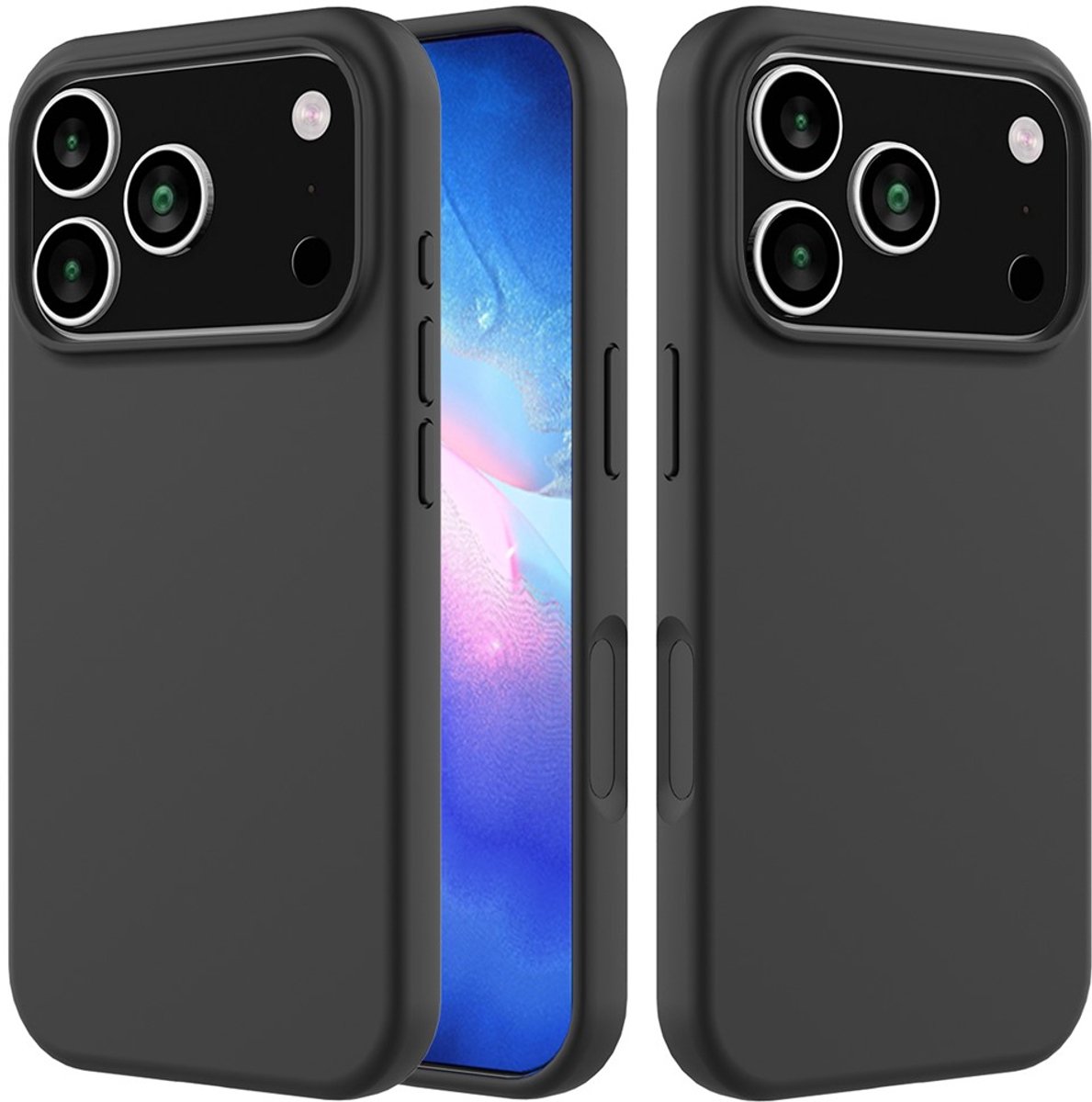 Shockproof Backcover - Liquid Silicone Soft Hoesje - Geschikt voor: iPhone 17 Pro - Zwart
