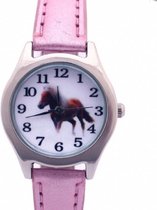 Horloge- Paard- licht roze- 26 mm- Echt leer- extra batterij - Charme Bijoux