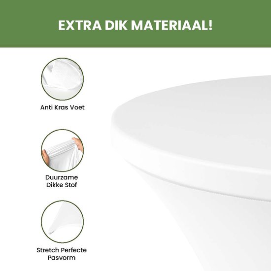 Housse de table haute Wit x 1 – ∅80-85 x 110 cm – Tissu extensible Extra épais de Luxe – Sac de rangement inclus – Housse de table haute anti-rayures et anti-plis – Perfect pour la restauration, les mariages et les fêtes