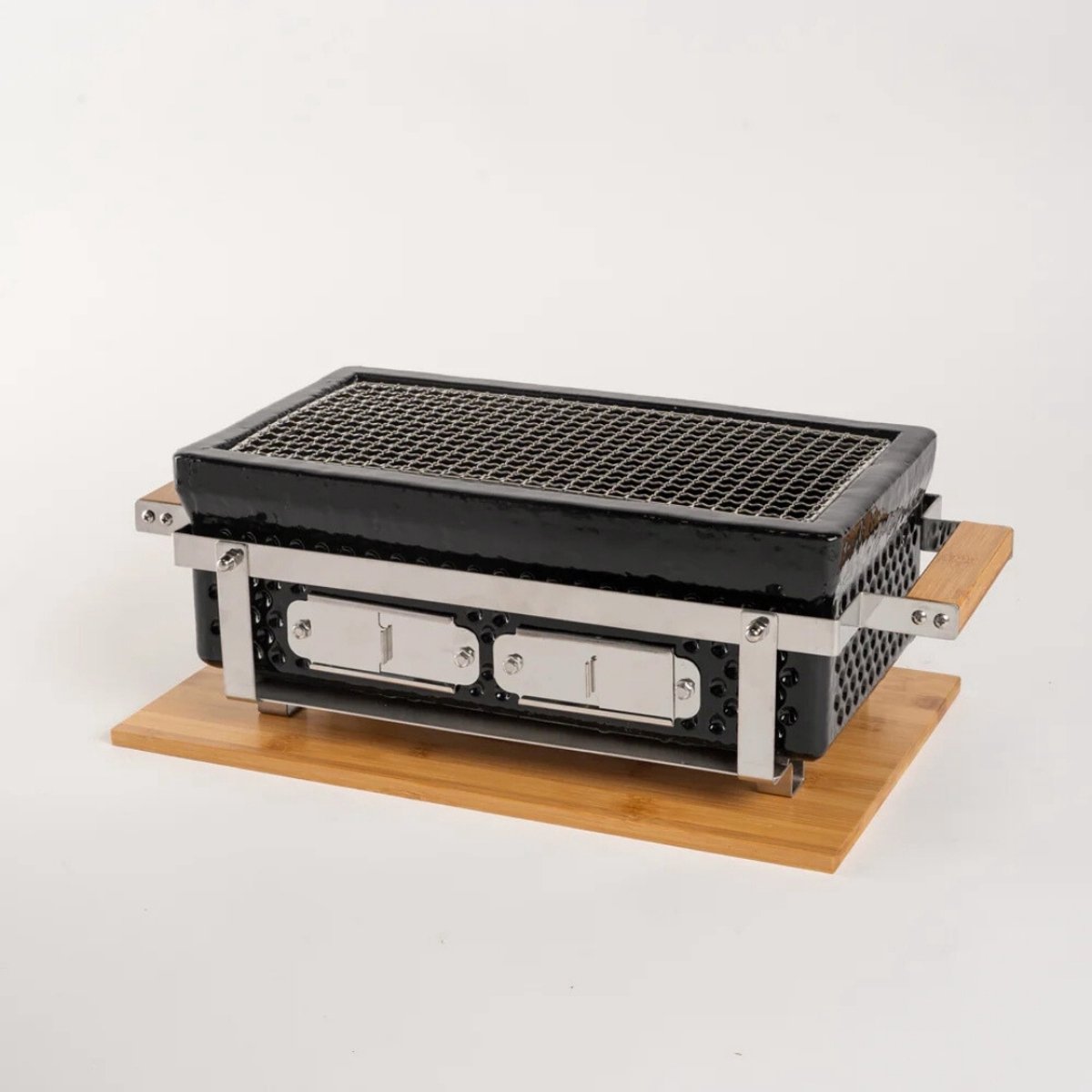 LIVIN' Rechthoekige Shichirin BBQ - Barbecue - Tafelgrill - Hibachi - Japanse BBQ Grill - Keramische Japanese Yakitori Grill - Geschikt Voor Binchotan Houtskool - 2 t/m 6 Personen - Grilldoorsnede 35,5 cm x 17,5 cm