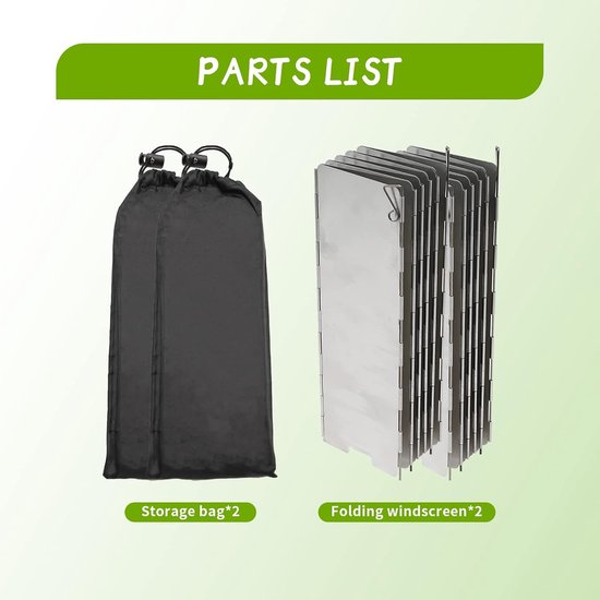 Kookwindscherm-buitenkeuken-2-delige kampeerkachel windschermen - 10 stuks aluminiumlegering opvouwbare windschermen - voor kachel kamperen backpacken wandelen picknick - zilver - 24x10cm — afbeelding 5