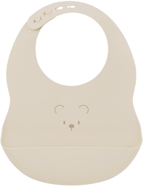 Bavoir en silicone Nattou avec plateau de récupération - 21 cm - Argile