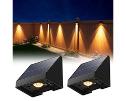 2-Pack Decoratieve Solar Lampen Voor Schutting – Waterdichte Led Buitenverlichting Op Zonne-Energie Met Warm Wit Licht – Voor Muur, Terras, Tuin, Hek, Garage, Zwembad – Eenvoudige Installatie – 6.6×5.8×5.1cm