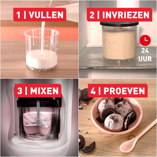 Tefal Dolci IG602A - IJsmachine - 10 Programma's - 1.4L - Automatisch spoelprogramma - Geschikt voor Sorbet en Roomijs