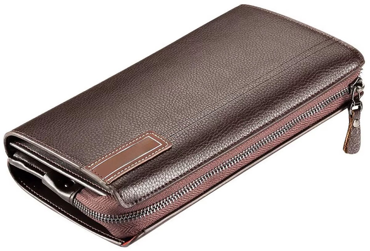 Slanke Lange Herenportemonnee PU Leer met RFID Bescherming – Rits, Multi-Kaartsleuven, Business Portemonnee, Wallet voor Mannen
