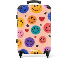 NoBoringSuitcases.com - Grote koffer - Patroon van kleurrijke smiley's - Kinderkoffer geschikt voor jongen en meisjes - Ruimbagage valies 20kg