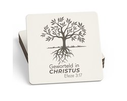 Christelijke onderzetters – Bijbeltekst onderzetters – Geworteld in Christus – Efeze 3:17 – Geloof cadeau – Religieuze woondecoratie – Set van 4 onderzetters – Vierkante onderzetters – Tafelbescherming – Koffie onderzetters – Thee onderzetter -
