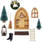 25 Stuks Delige Set Mini Houten Deur Raam Ongeverfd voor DIY