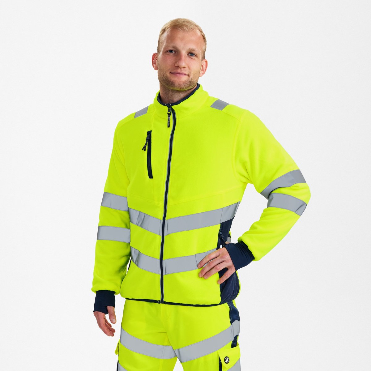Engel Safety fleece jack 1192-236 - Hi-vis Yellow / Blue Ink - 6XL