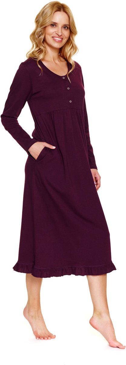 Doctor Nap Katoenen Nachthemd Borstvoeding Zwangerschap Burgundy TM.7318 44 / Rood