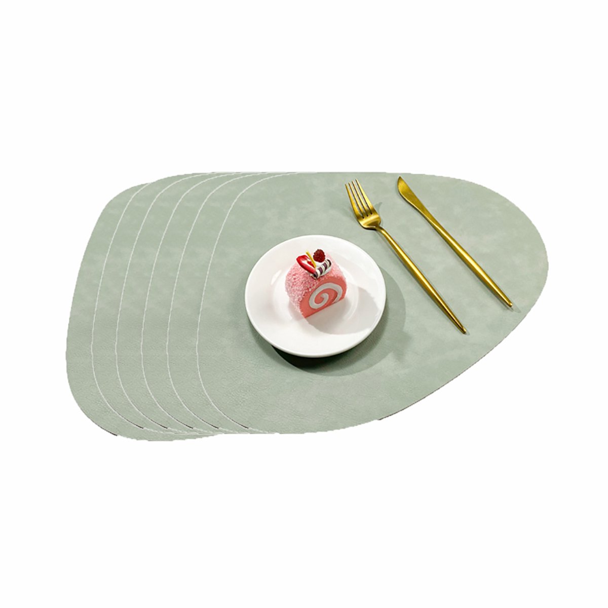 Tafelsets-Waterafstotend-Dubbelzijdig-Antislip-Placemat-Groen-6-Stuks