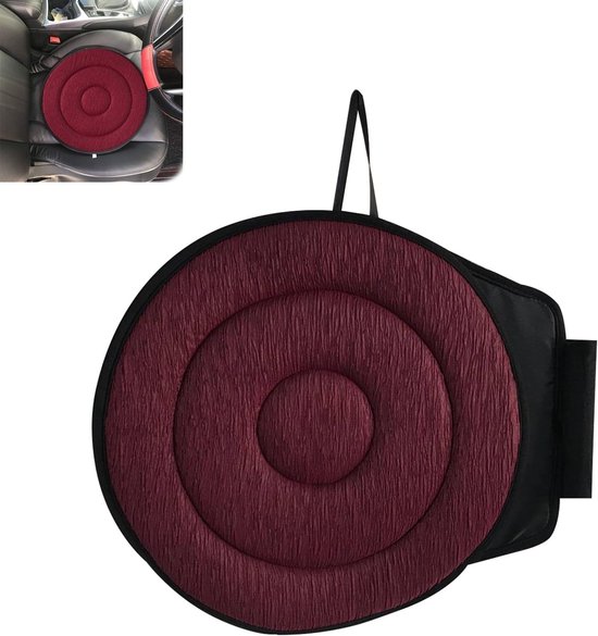 Foto: Draaikussen rolstoelkussen 360 graden draaibaar zitkussen autostoelkussen voor senioren autotransferhulpmiddel draaibaar rond zitkussen autodraaistoel donkerrood 40 x 40 cm